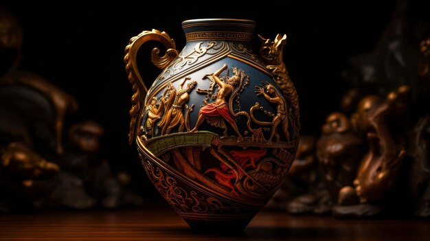 Whimsical and fantastical mythological creature scenes on Greek amphora