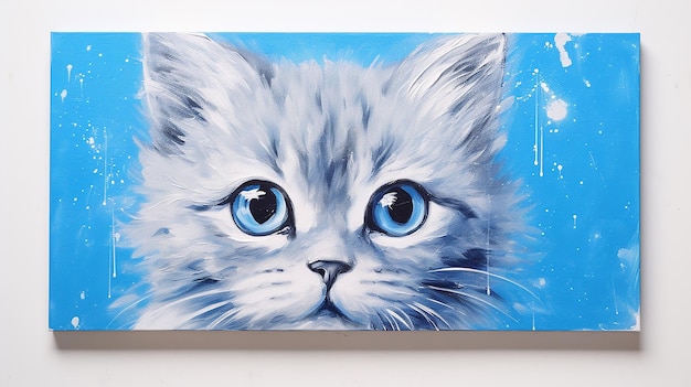 Whimsical Feline Playful HandPainted Cat on Canvas