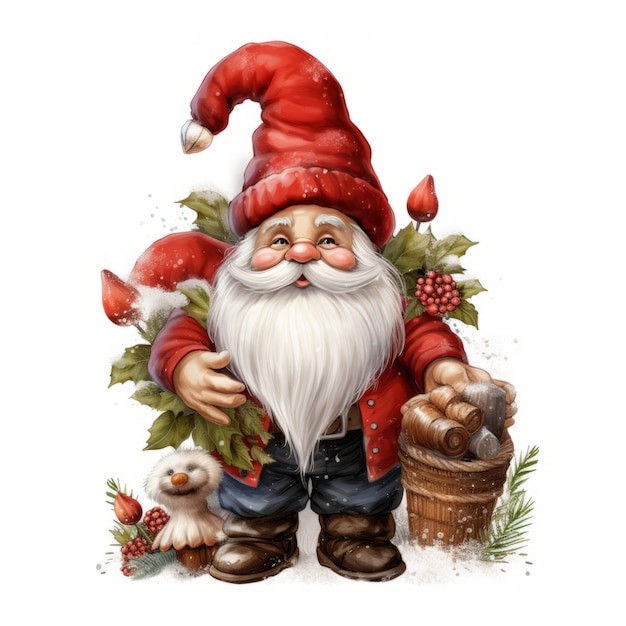 Photo whimsical and festive realistic gnome christmas clipart collection