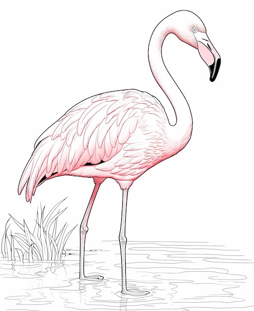 Foto whimsical flamingo delight cartoon kleurpagina voor kinderen
