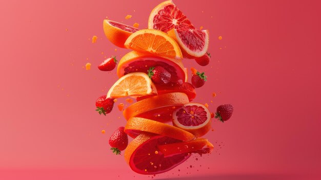 Whimsical Fruits Dancing in Air