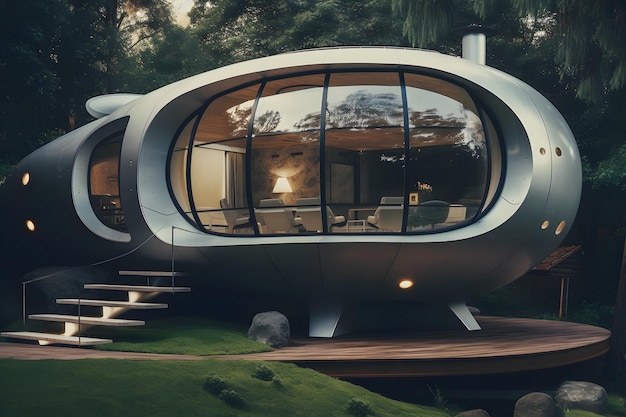 Photo a whimsical futuristic round home