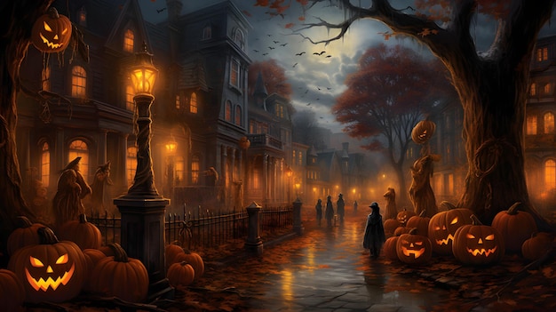 Whimsical halloween scene generative ai