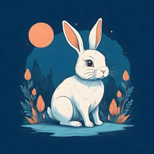 Whimsical HandDrawn Bunny Illustration