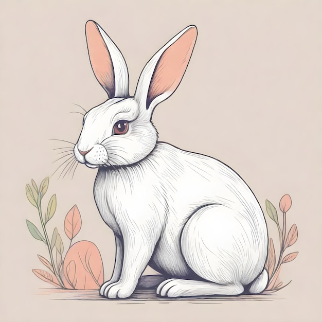 Whimsical HandDrawn Bunny Illustration