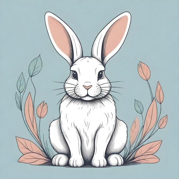 Whimsical HandDrawn Bunny Illustration