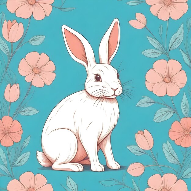 Whimsical HandDrawn Bunny Illustration