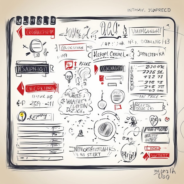 Whimsical handdrawn website ui elements complete doodles sketches and icons for user interface d