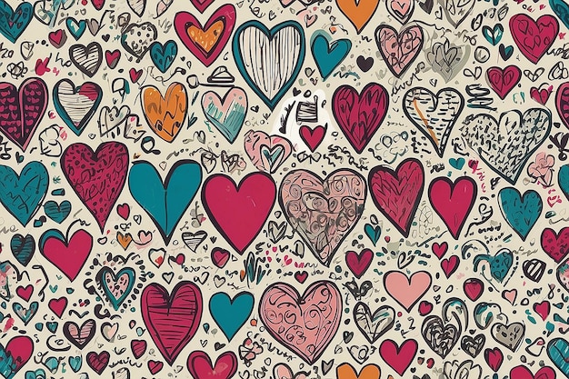 Причудливые сердца Ручно нарисованные дублики любви