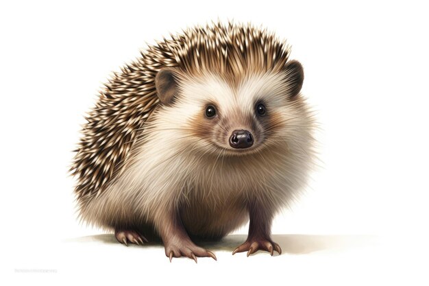 Whimsical Hedgehog Artwork on White Background