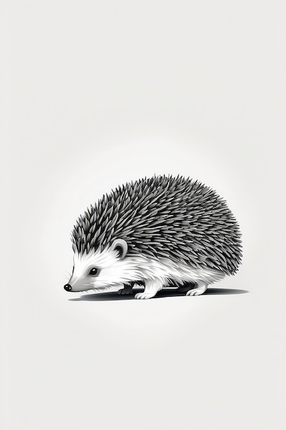 Photo whimsical hedgehog strolling through minimalist pattern generative ai