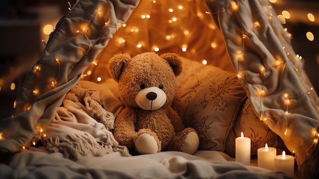Whimsical Hideaway Cozy Blanket Fort with Fairy Lights