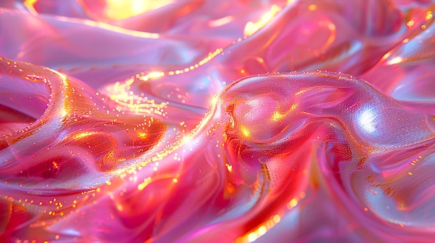 Whimsical Holographic Elegance Light Pink and Gold Liquid Dreams created with Generative AI technology