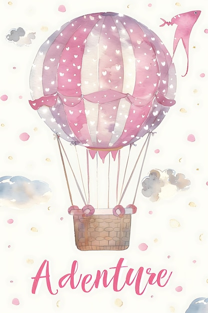 Whimsical Hot Air Balloon Postcard With Balloon Border an Illustration Vintage Postcard Decorative