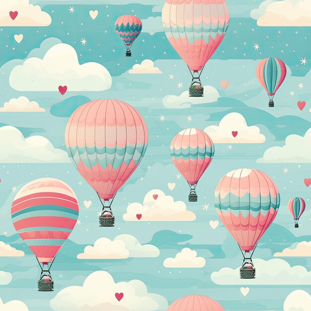 Photo whimsical hot air balloons floating above clouds