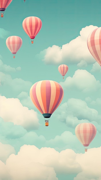 Photo whimsical hot air balloons floating in the sky wallpaper for the phone