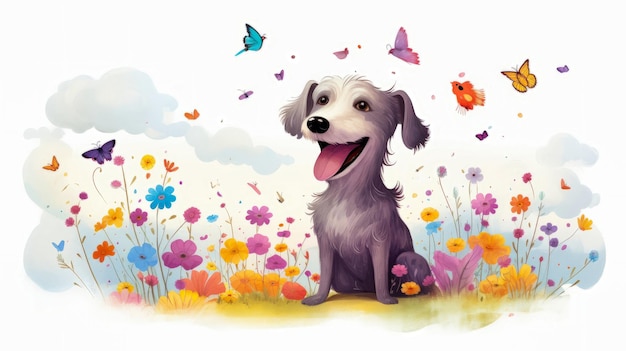 Whimsical Illustration of a cute dog