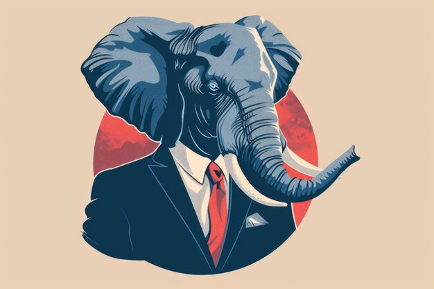 A whimsical illustration featuring an elegant elephant dressed