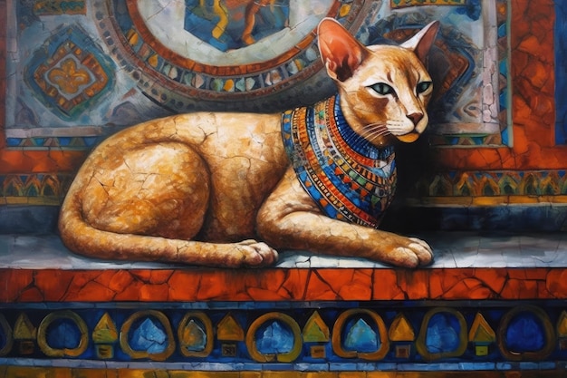 Whimsical Interpretation of a Sphinx Cat in Oil Painting