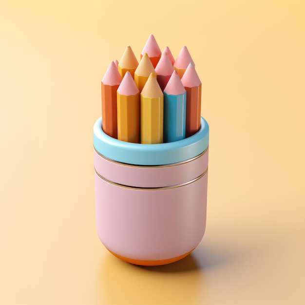 Whimsical Isometric Pencil Emoji A Delightful 3D Clay Render in Soft Pastel Colors with Soft Lighti