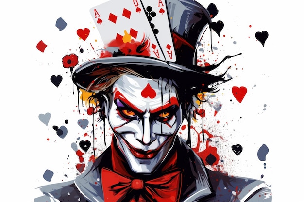 Joker capriccioso che gioca a carte clown generate ai