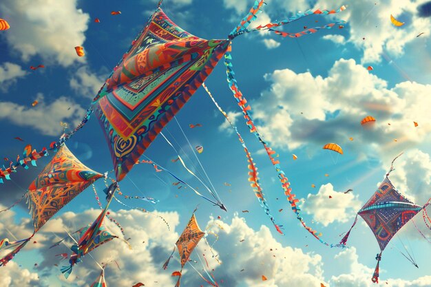 Photo whimsical kite festivals with colorful designs oct