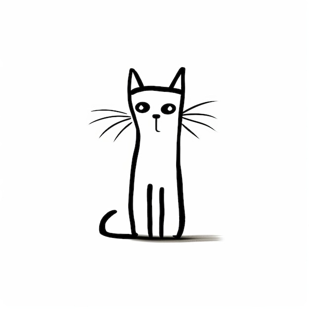 Капризный минимализм Черно-белый кошачий рисунок в упрощенном стиле мультфильма