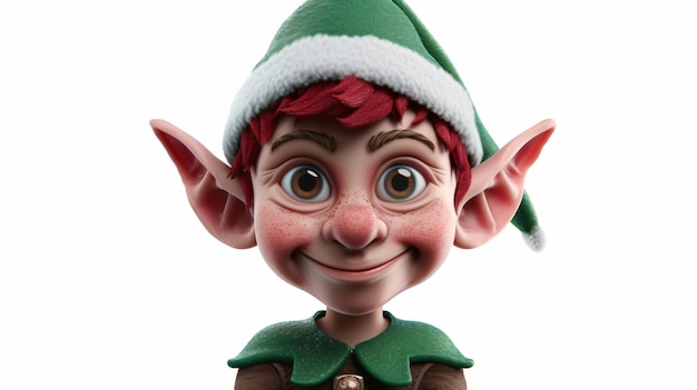 Photo a whimsical and mischievous elf rendered in stunning 3d style ready to bring enchantment to any project this isolated image against a white background captures every intricate detail maki