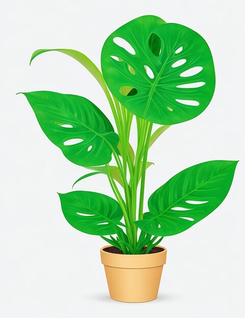 A whimsical money plant vector with white background