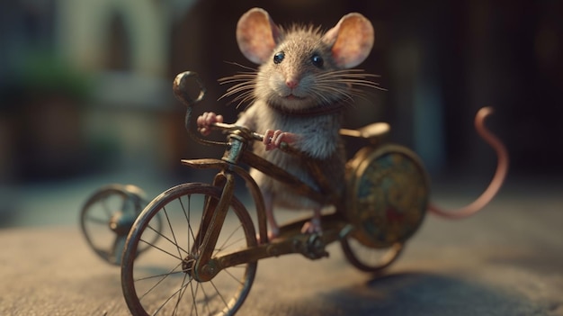 Whimsical mouse pedaling on World Bicycle Day