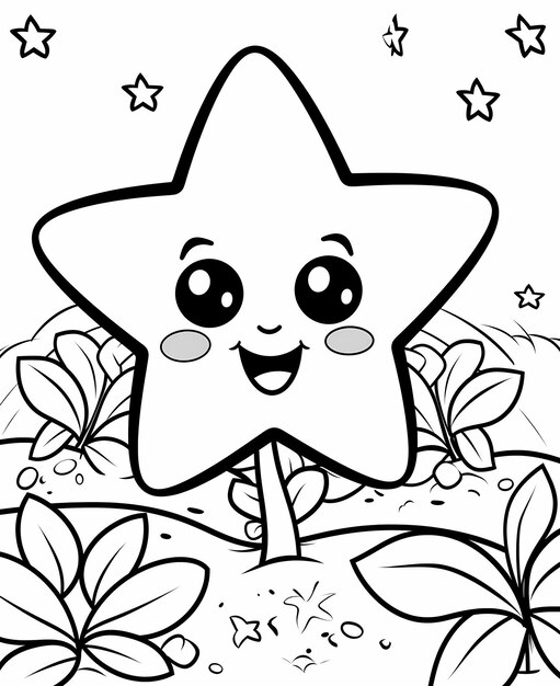 Photo whimsical octomagic simple black and white line art coloring page