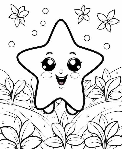 Photo whimsical octopus tales simple line art coloring page