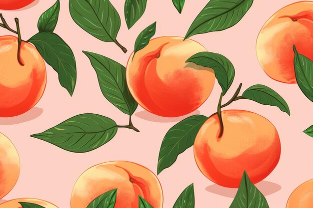 Whimsical peach pattern a charming handdrawn desktop wallpaper in ar 32