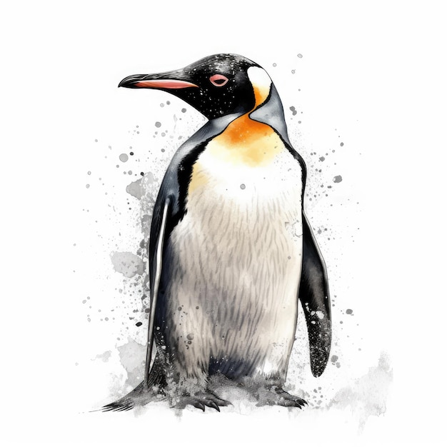 Whimsical Penguin Illustration on a White Background