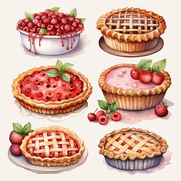 Photo whimsical pie delight watercolor cute pie clipart