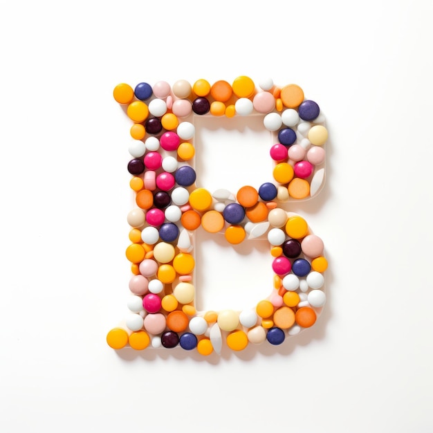 写真 奇妙なピル b 文字 色鮮やかな薬のピル 実験的なタイポグラフィー