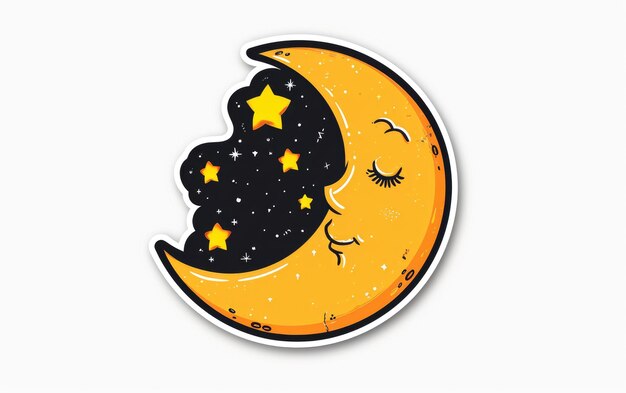 Photo whimsical plastic decal moon and stars delight isolated on transparent background