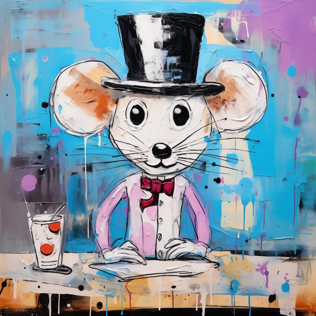 Причудливая поп-артная картина милой мыши в шляпе США