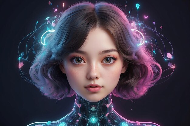 Photo whimsical portrait of a young woman perfect for social media generative ai