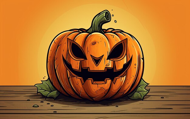 Whimsical pumpkin handdrawn cartoon illustration