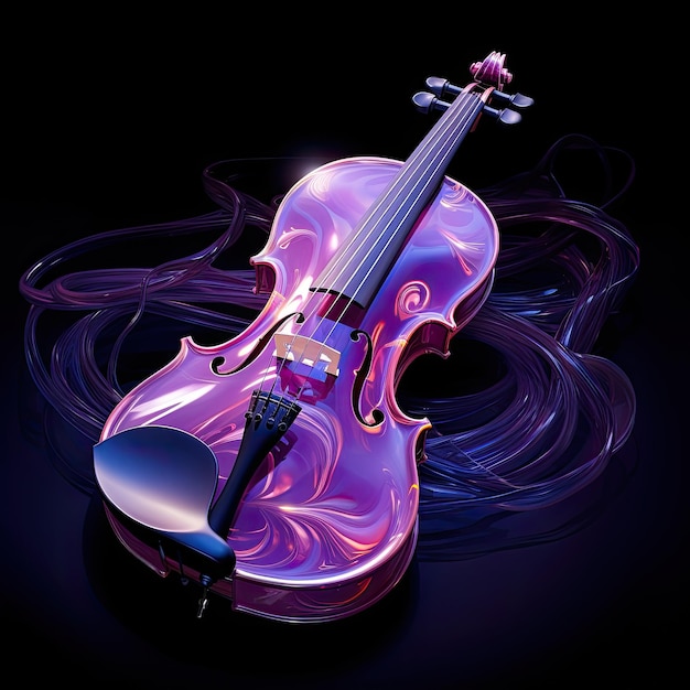 Whimsical purple violin with translucent strings