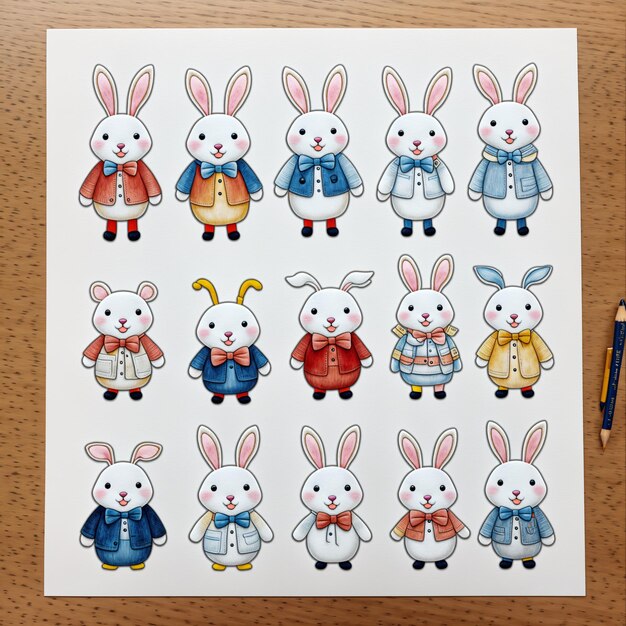 Whimsical Rabbit Parade 12 Adorable Bunny Characters