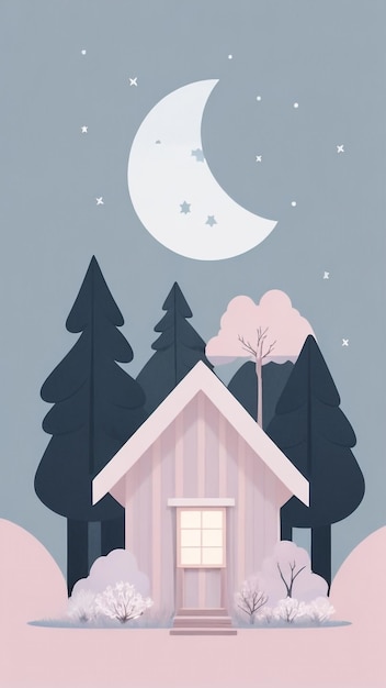 Whimsical Retreat Cabin in the Woods with Sky and Moon Stars