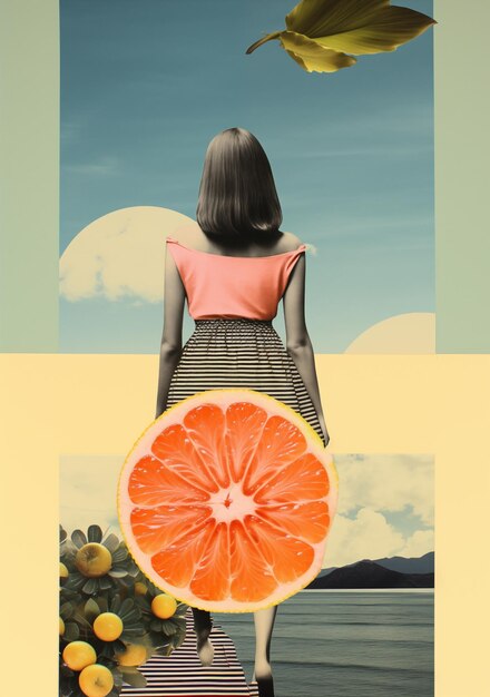 Foto fantastico retro tropicale femminile sunburst art