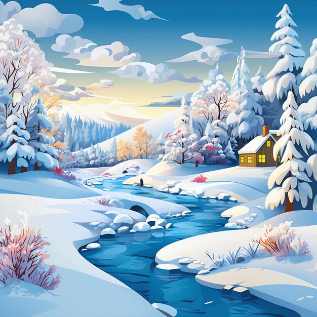 Photo whimsical snowcovered landscape