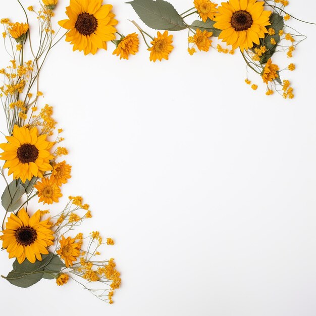 Whimsical Sunflower Delight Open White Space