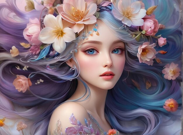 Whimsical Sylphs A Tapestry of Delicate Colorful Dreams Womans Mesmerizing Eye Adorned with Eth