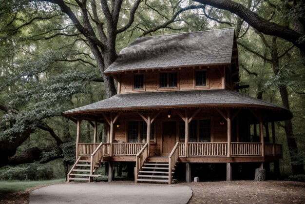 Whimsical treehouse etched in ink home to a hidden sprite