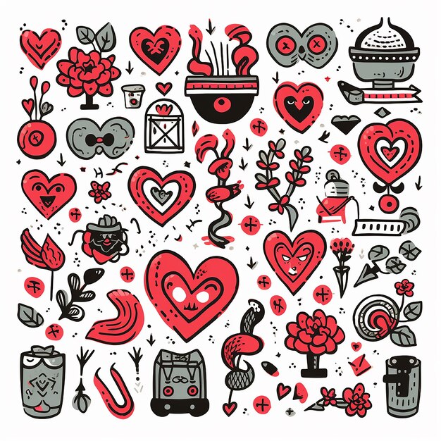 Whimsical Valentine Doodle Set