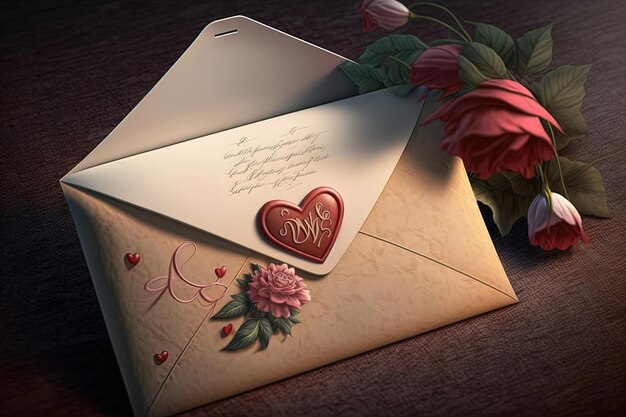 Photo a whimsical valentine's day card featuring a handdrawn design of flowers and the message love blooms here generated by ai